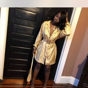 Gold Striped button shirt